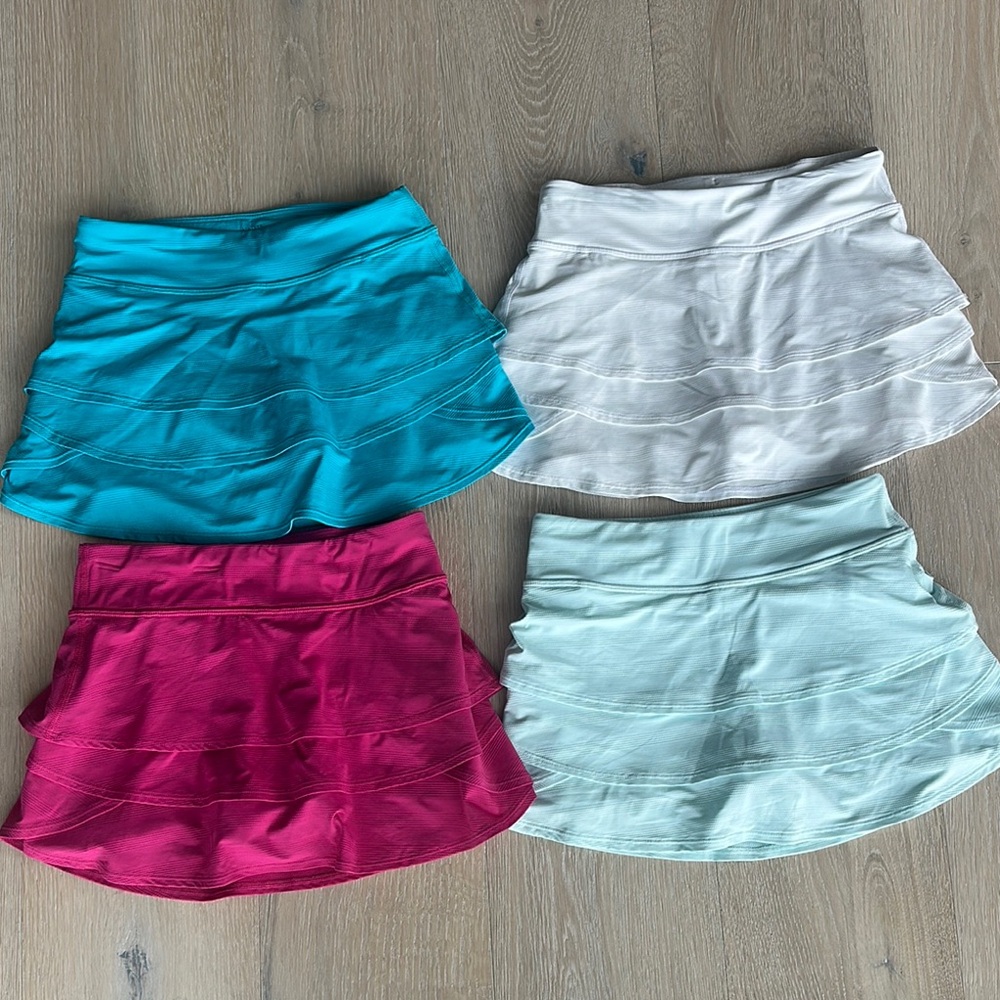 Athleta Girls Skort Set in Turquoise, White, Pink, Light Blue